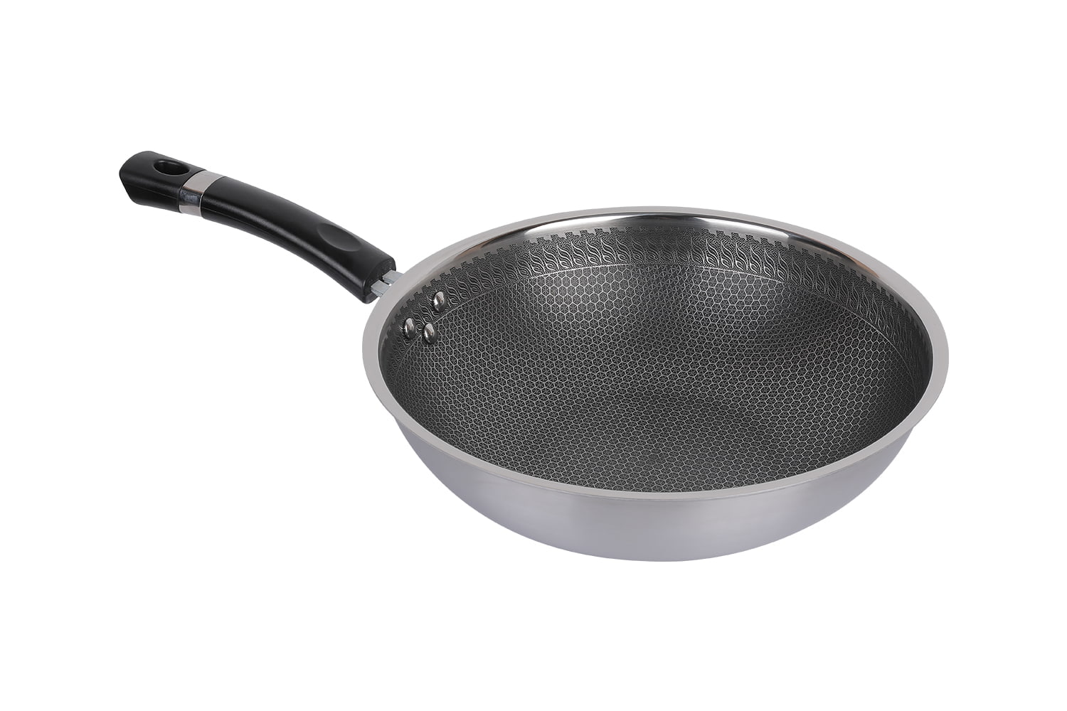 CF30C-CJ538 Steel Wok cum vitreo Lid, Etching non-stick coating, Scratch repugnant, familia